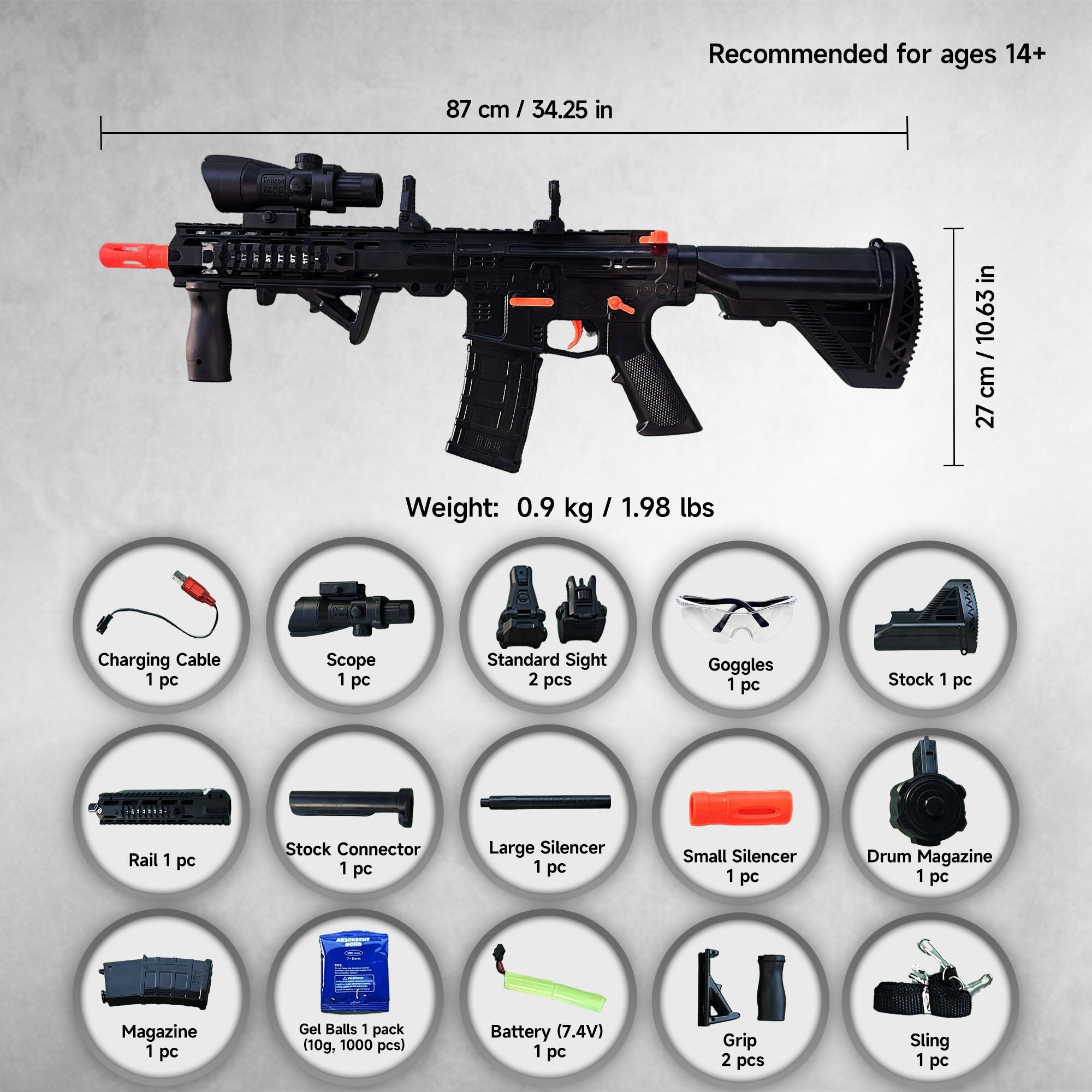 M4A1-S Gel Blaster – Electric Full-Auto, Lightweight Plastic | RedBlaster