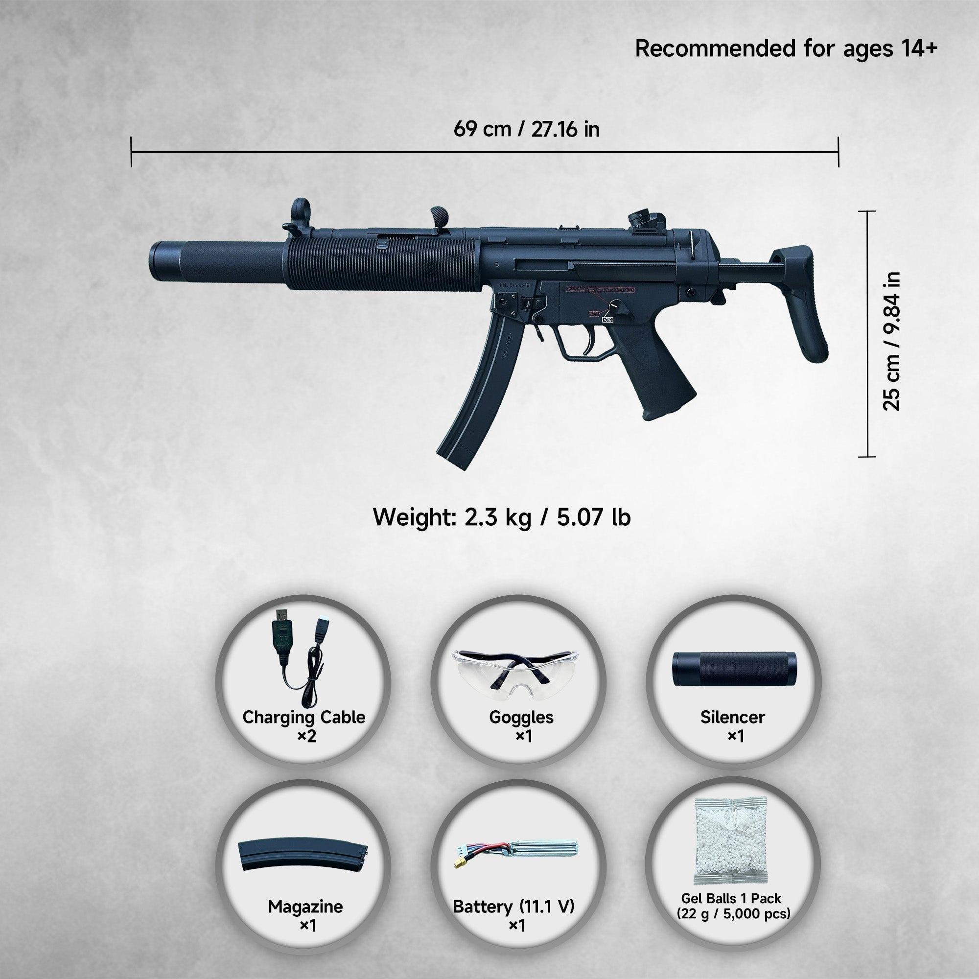 MP5 SD Gel Blaster – Electric Full-Auto, Heavy-Duty Realistic Build | RedBlaster