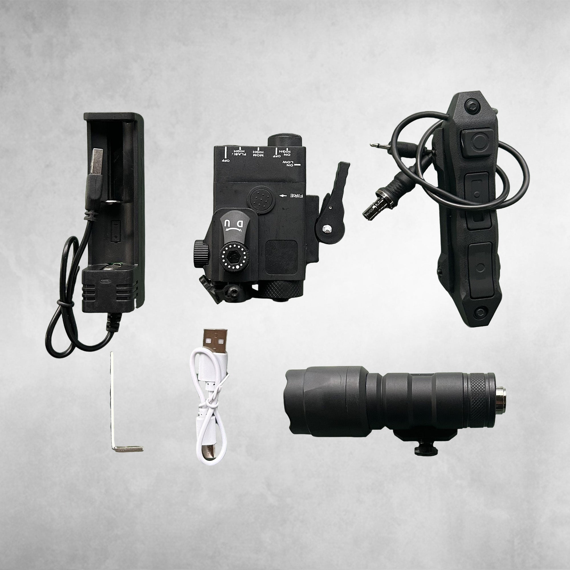 Nylon Laser Sight with Flashlight – Red Laser Aiming & LED Light – Universal for Gel Blasters｜RedBlaster (Black)